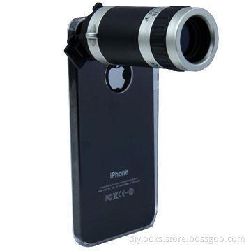 8x Zoom Lens Mobile Phone Telescope + Crystal Case for iPhone 5 and 5S, OEM Orders Welcomed
